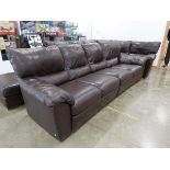 Italsofa 4 seater faux leather brown sofa together with a matching corner sofa and footstools