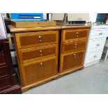 Pair of 3 drawer bedside chests