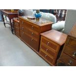Mahogany 3 drawer bedroom chest and 2 matching bedside cabinets