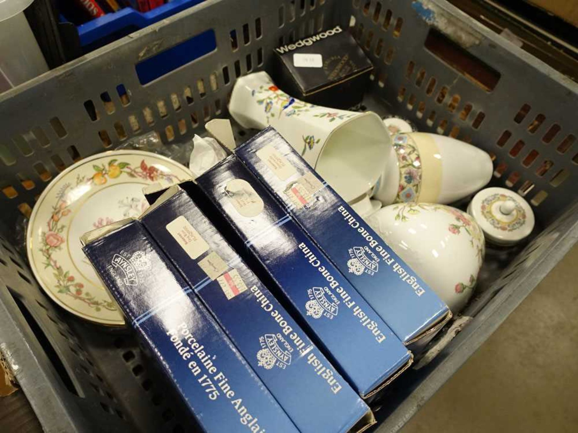 3 boxes containing large quantity of Wedgewood, Ainsley and other china - Image 4 of 4