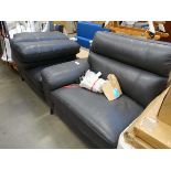 +VAT Grey leather effect two seater sofa (as found)