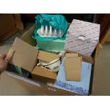 Box containing spode Portmerion crockery plus placemats