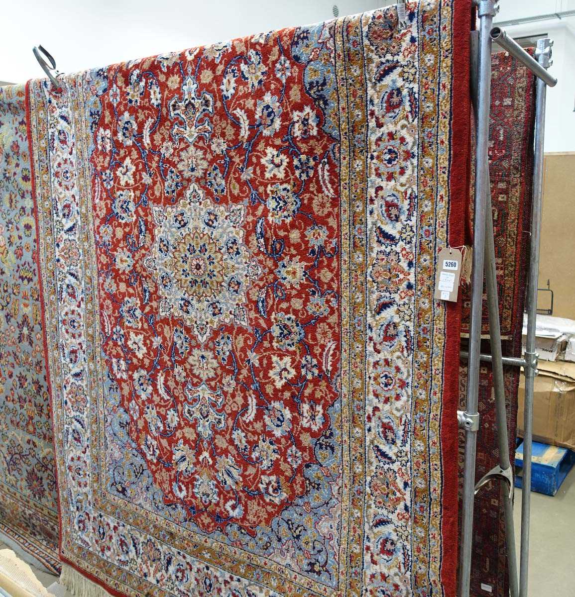 (7) Red floral Iranian carpet