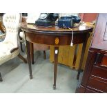 Georgian mahogany and marquetry fold over tea table