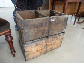2 vintage Norwich bottle crates