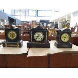 3 Victorian slate based mantle clocks