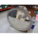 Oval bevelled mirror plus a mirror in natural wood frame