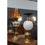 2 brass decorative oil lamps
