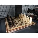 Inlaid Indian chess set