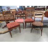 3 Edwardian parlour chairs and a Victorian chair with bentwood seat