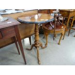 Edwardian tripod occasional table with removable candle fixture