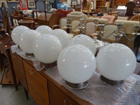 Set of 8 glass globular ceiling lights