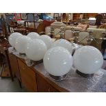 Set of 8 glass globular ceiling lights