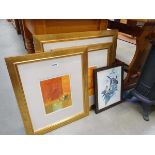 Four prints of townscapes, Tuscan scene and hummingbirds