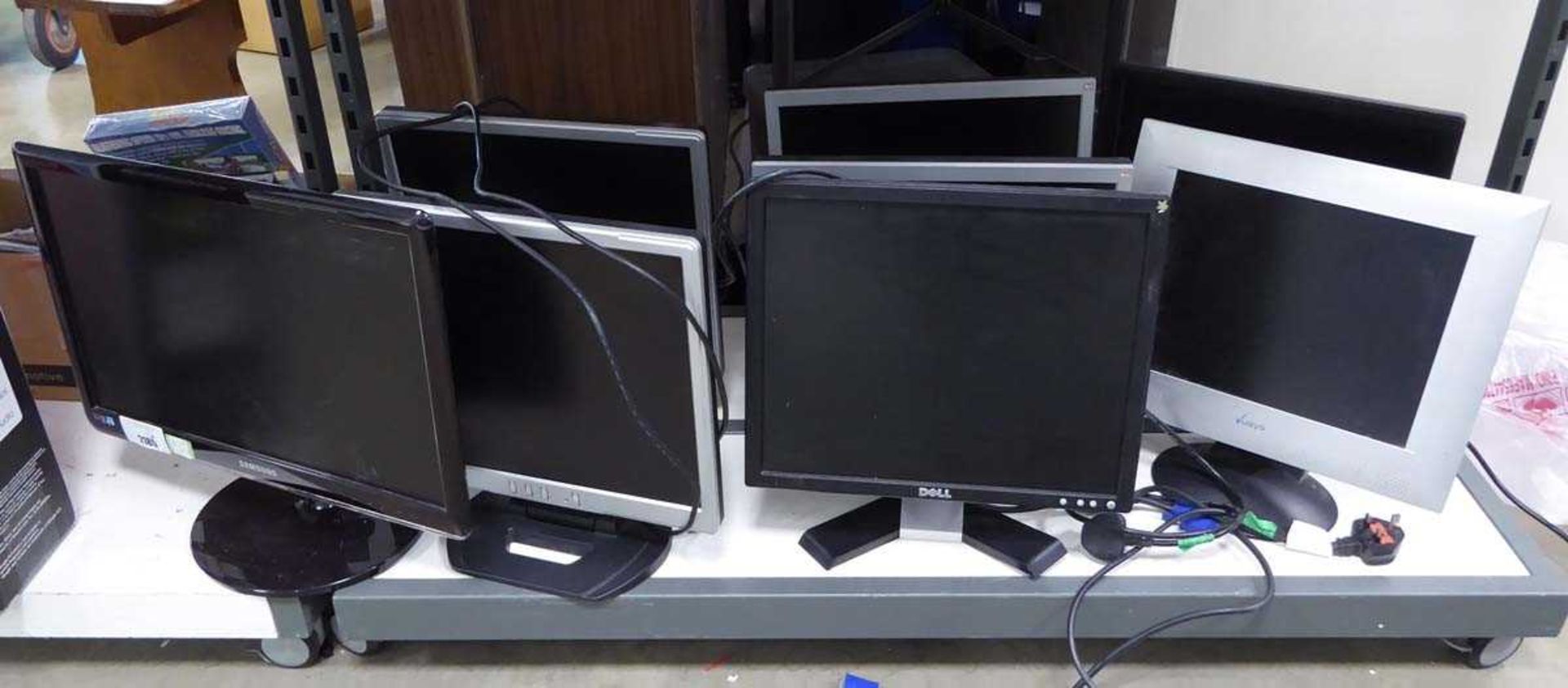 +VAT Eight various PC monitors, to include Samsung, Dell