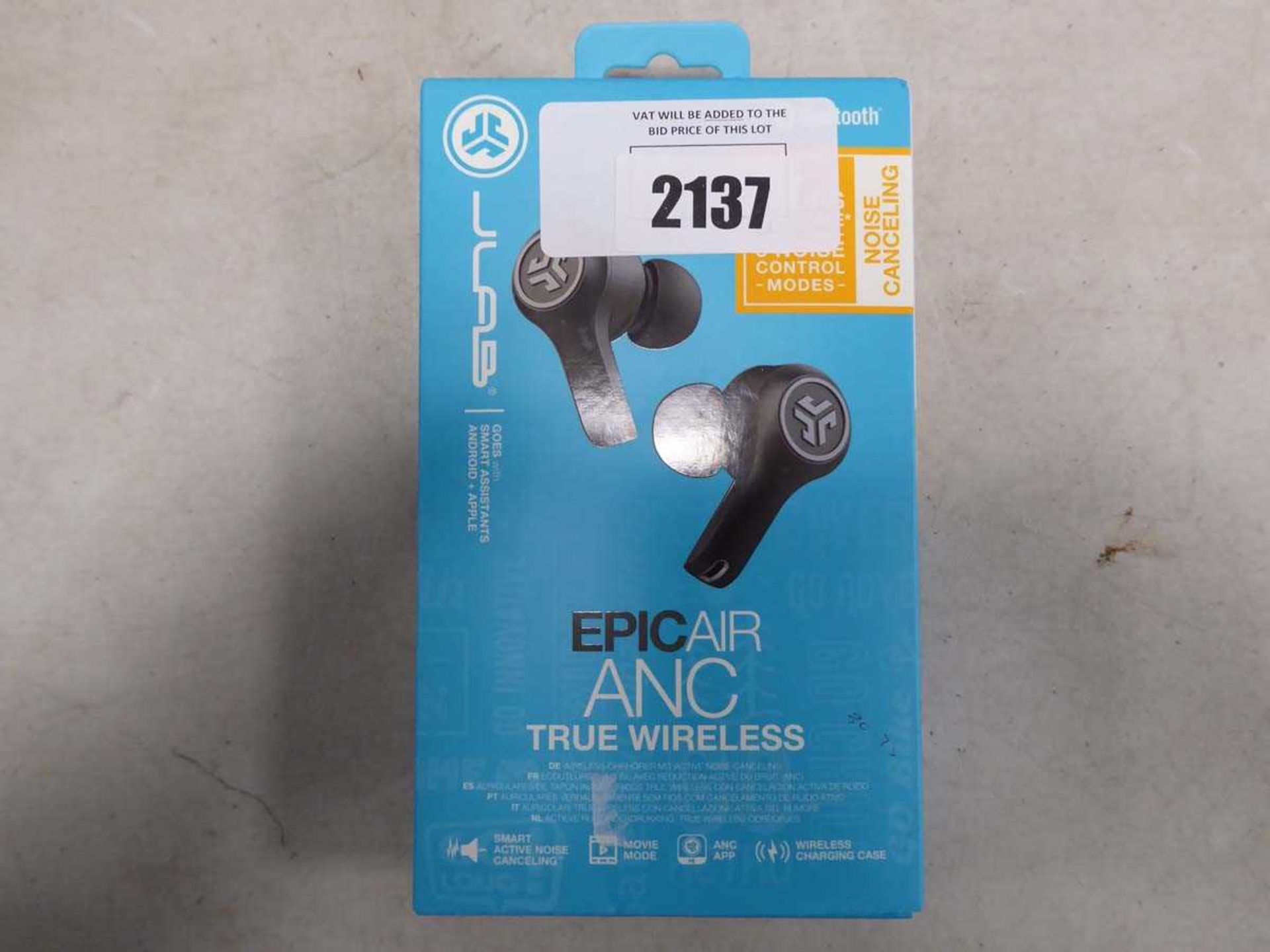 +VAT Pair of Jlab Epic Air wireless noise cancelling earbuds with charging case and box