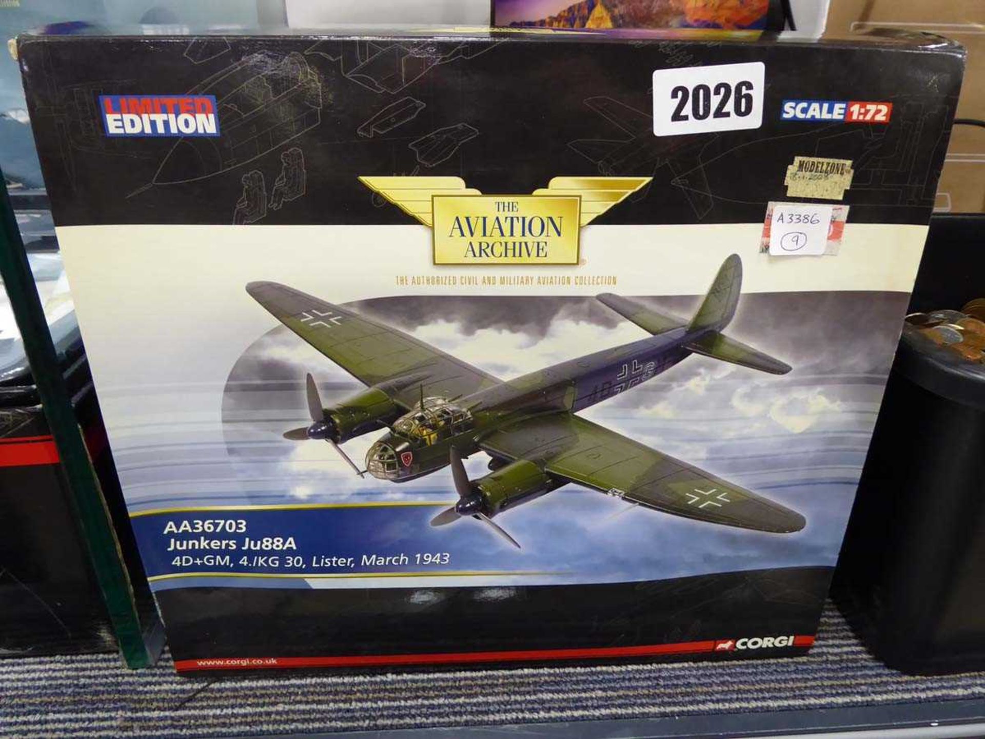 Corgi Aviation Archive ltd. edn, Junkers JU88A 172 scale aircraft in box