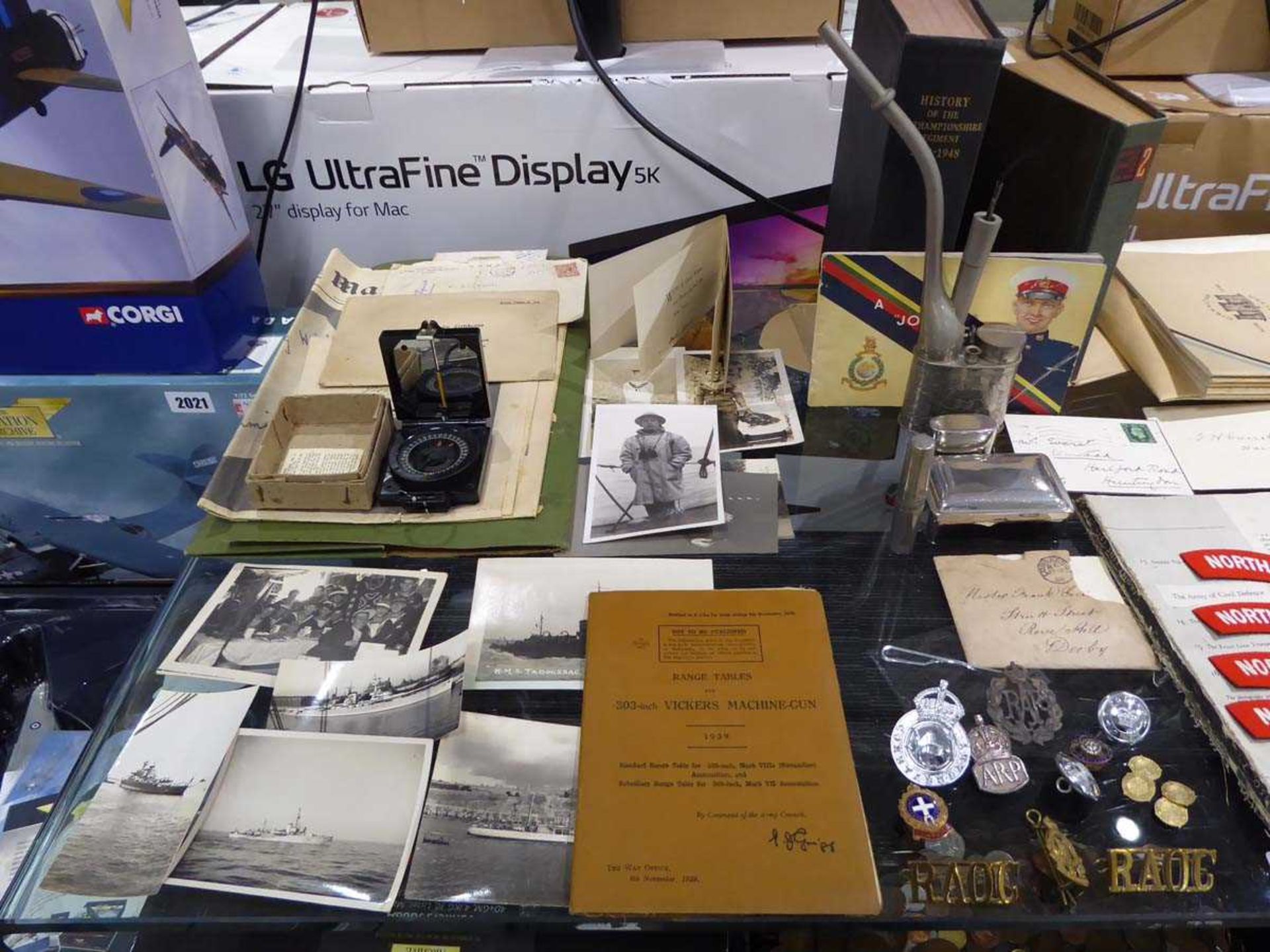 Selection of military ephemera, black and white photographs including badges for Northamptonshire - Image 2 of 3