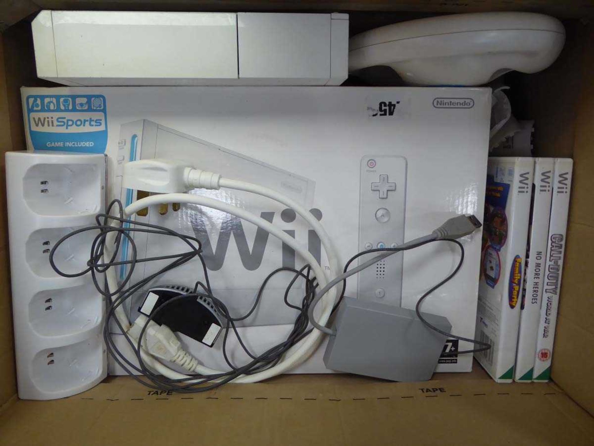 Nintendo Wii console with games and accessories