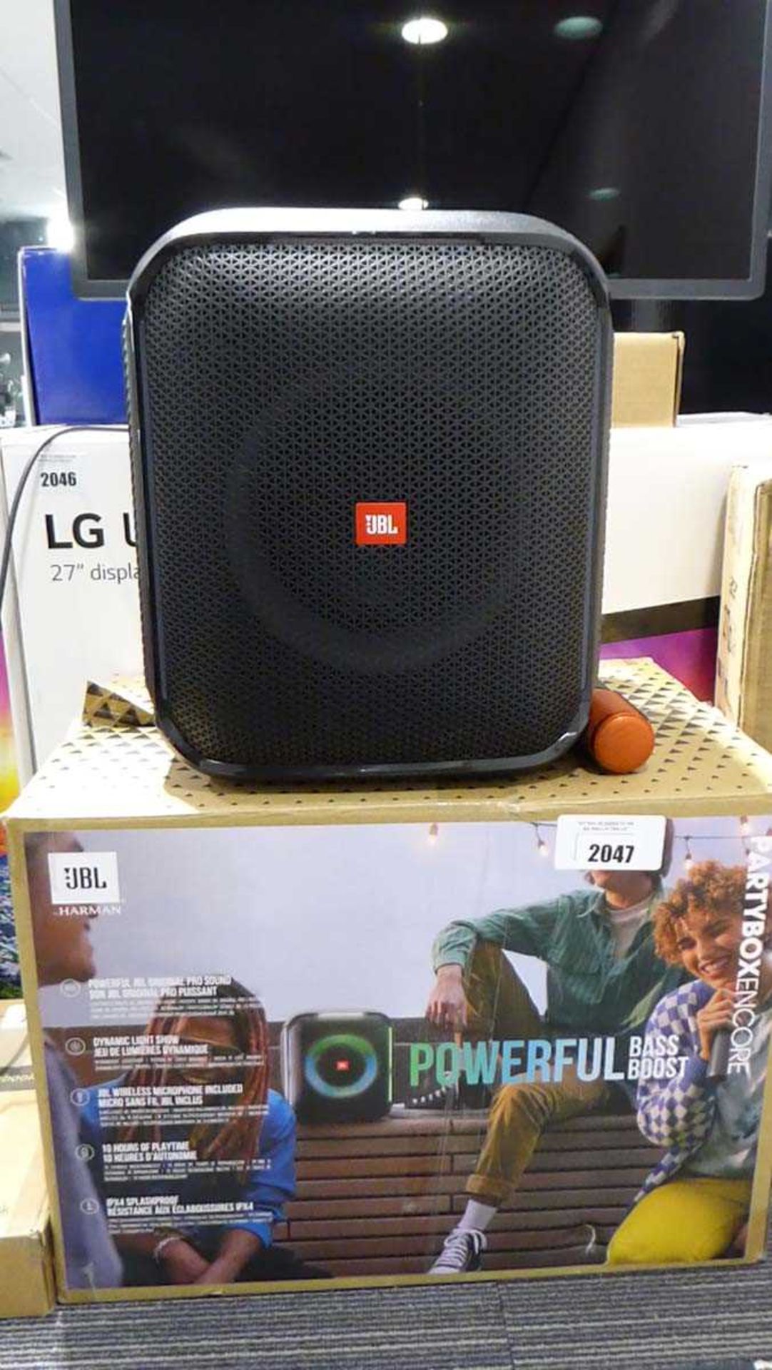 +VAT JBL party box encore portable bluetooth karaoke speaker set with box and microphone - Image 2 of 2