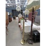 Three branch brass finished floor lamp