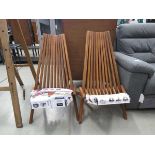 +VAT Pair of slatted garden chairs