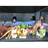 Cage containing Barbie and Ken plus soft toys