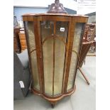 Glazed walnut 1950's china display cabinet