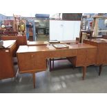 Teak McIntosh Furniture dressing table with a single mirror plus a matching integral headboard and