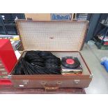 Vintage case with a quantity of vinyl records
