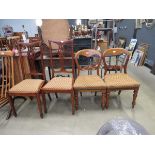 4 x Victorian and later dining chairs with diamond pattered seats