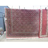 (3) 2.5m x 3.5m woollen carpet with pink background and floral pattern