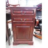 Pair of mahogany effect single door cupboards with drawers over