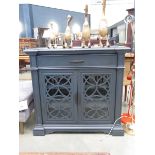 +VAT Tresanti grey painted double door cabinet with drawer over