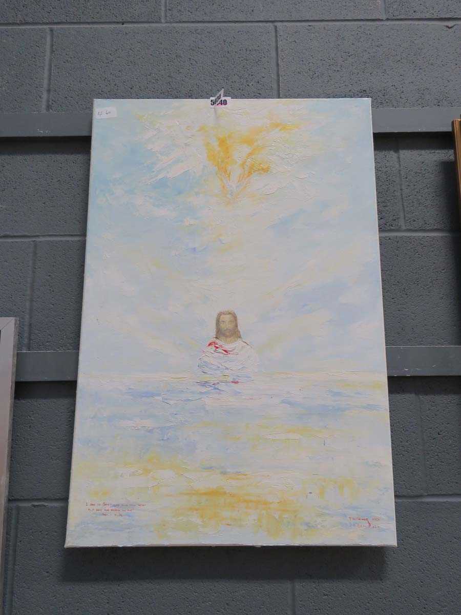 Modern oil on canvas of a study of Jesus Christ