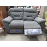 +VAT Grey suede effect electric two seater reclining sofa