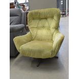 Green button back swivel armchair