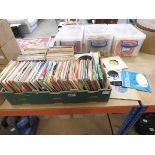 Box containing 7'' vinyl records