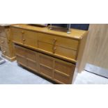 Mid century teak 4 drawer side board with double door cupboard below