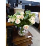 +VAT Glass vase of artificial roses