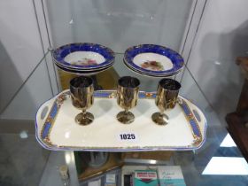 Ceramic Benton dish, 6 Wood & Son bowls and 3 small goblets