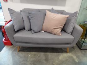 +VAT Grey 2 seater sofa with 6 various cushions