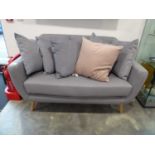 +VAT Grey 2 seater sofa with 6 various cushions