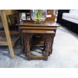 Dark oak nest of 3 coffee tables