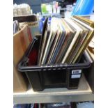 Crate of records including Glenn Miller, Diana Ross, Eric Clapton