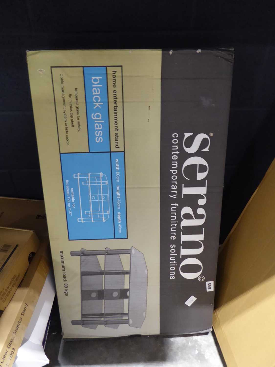 Serano glass tv stand in box