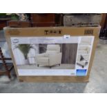 +VAT Boxed leather push back reclining chair in cream
