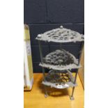 Cast metal 3 tier plant stand