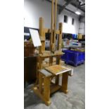 Custom built solid oak framed artists easel