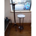 2 dark oak barley twist plant stands